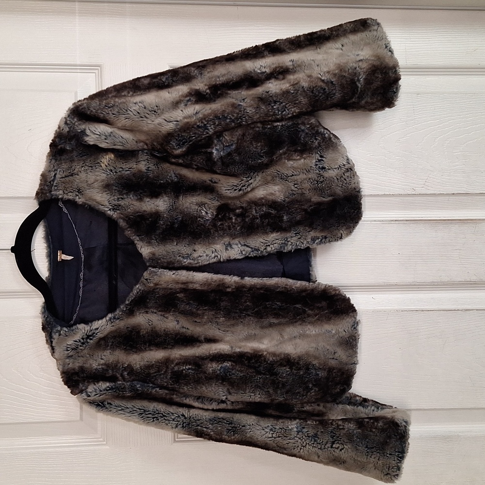 Free People Plush Teddy Jacket in Gray and Black